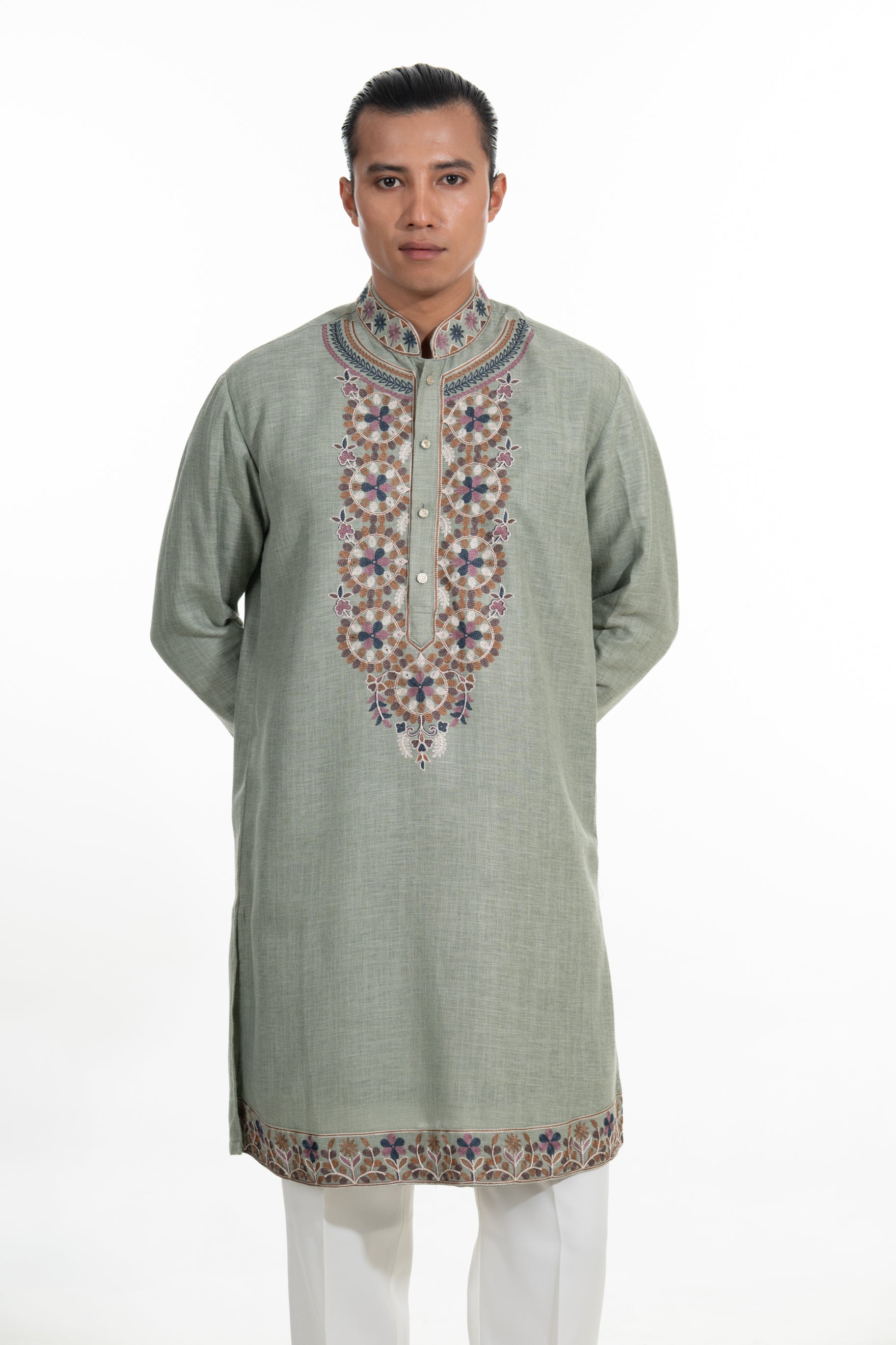 Sage Heritage Embroidered Kurta Set