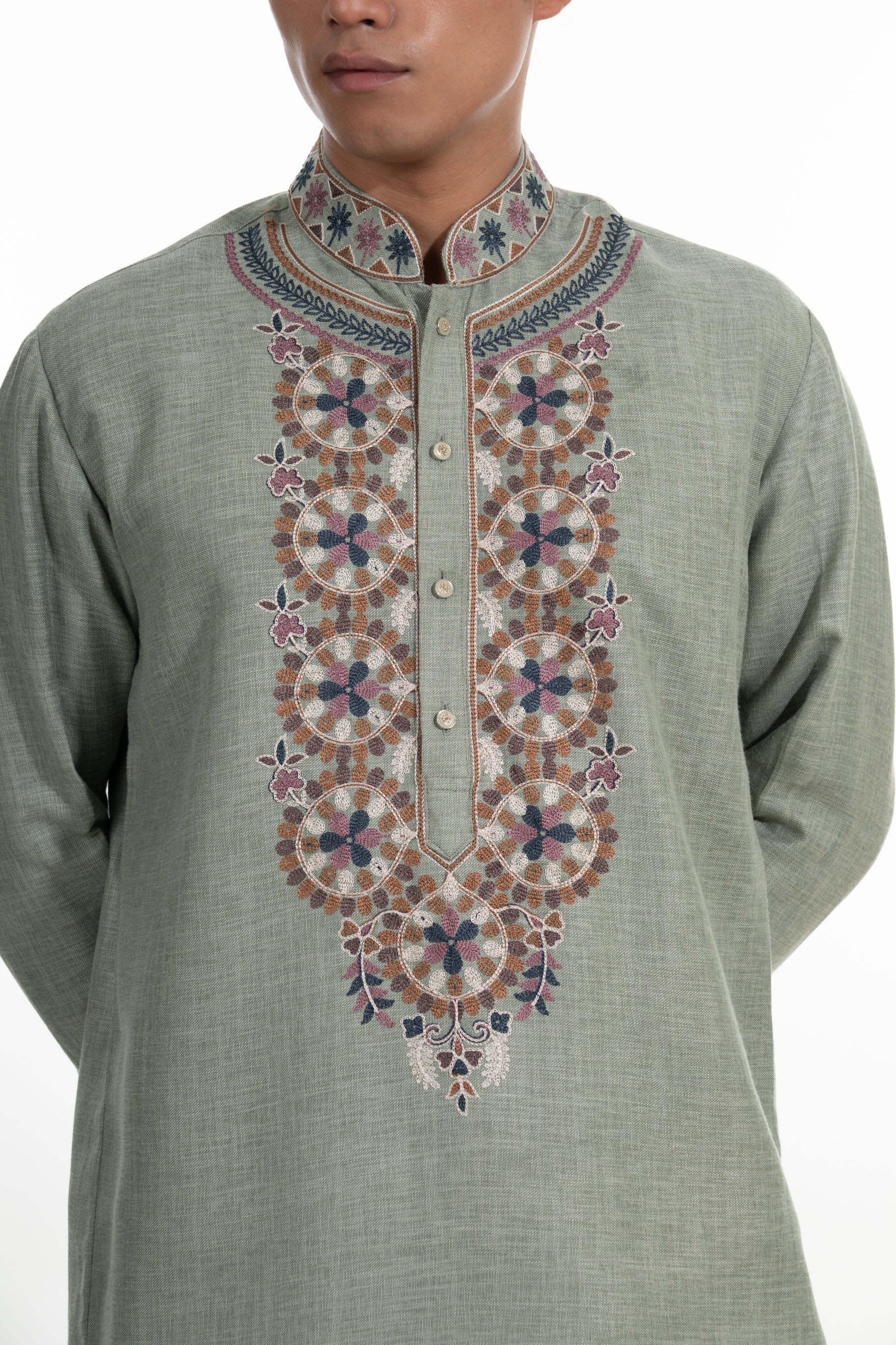 Sage Heritage Embroidered Kurta Set