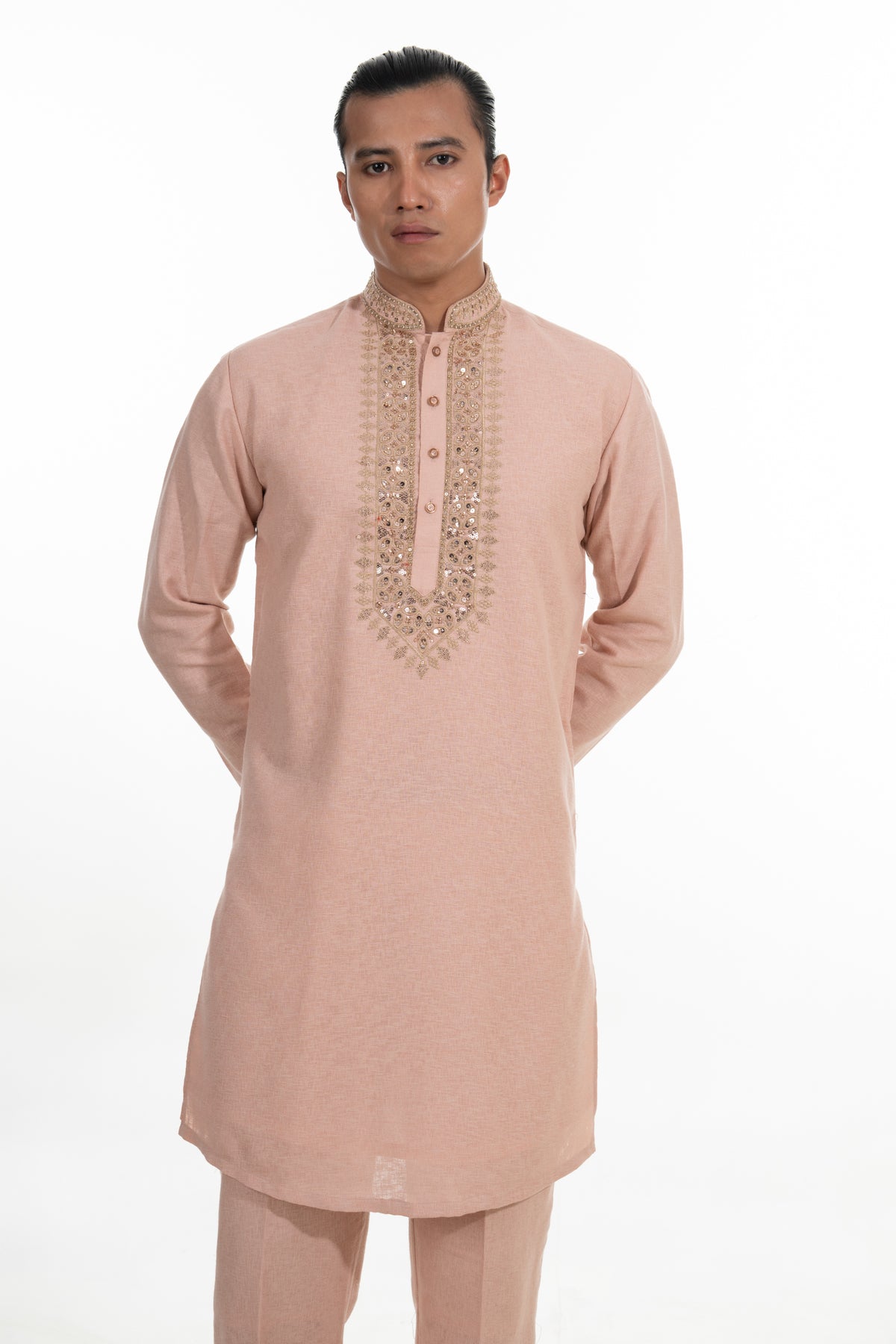 Blush Peach Embroidered Kurta Set