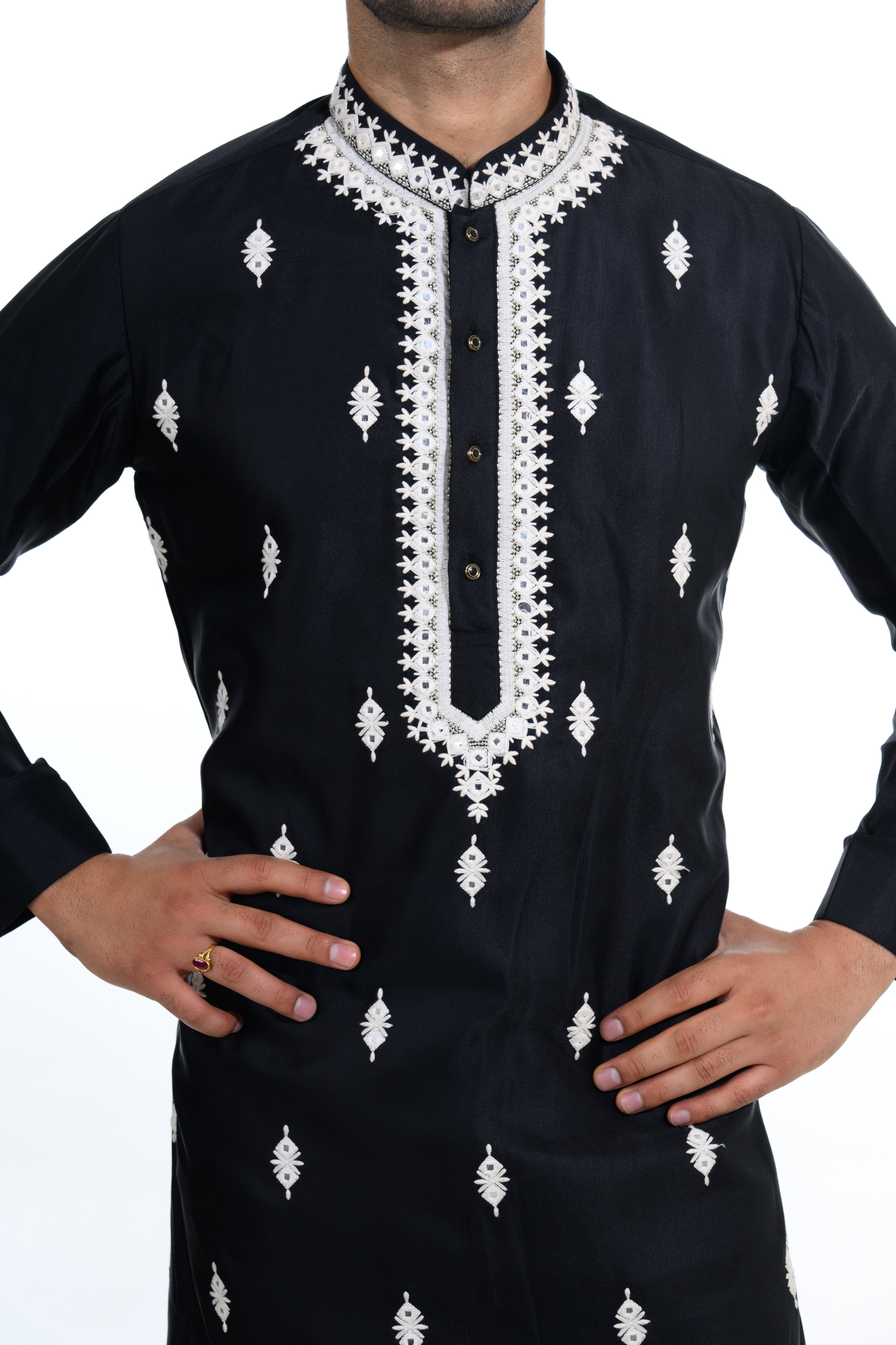 Onyx Black Embroidered Kurta Set