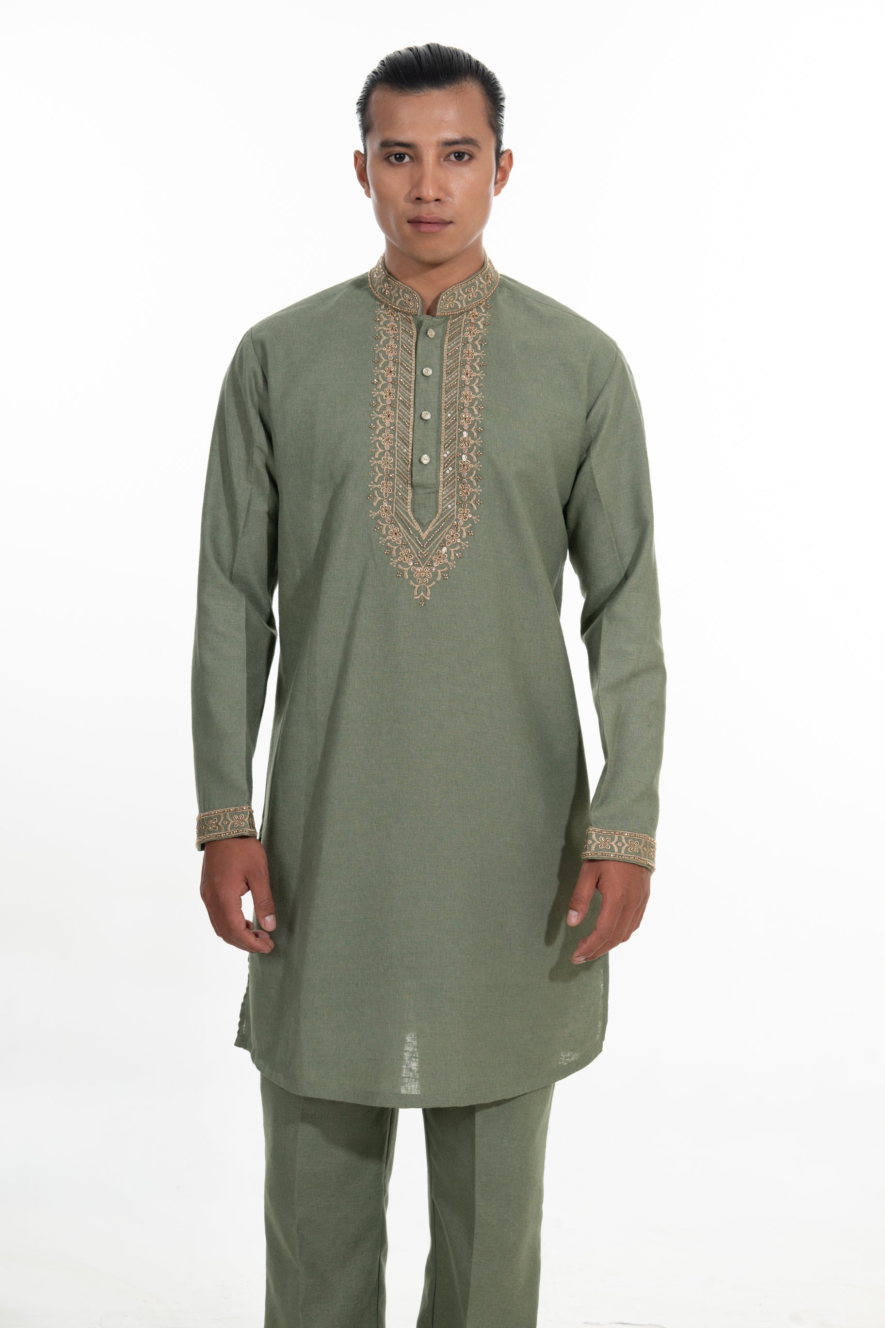 Sage Green Embroidered Kurta Set