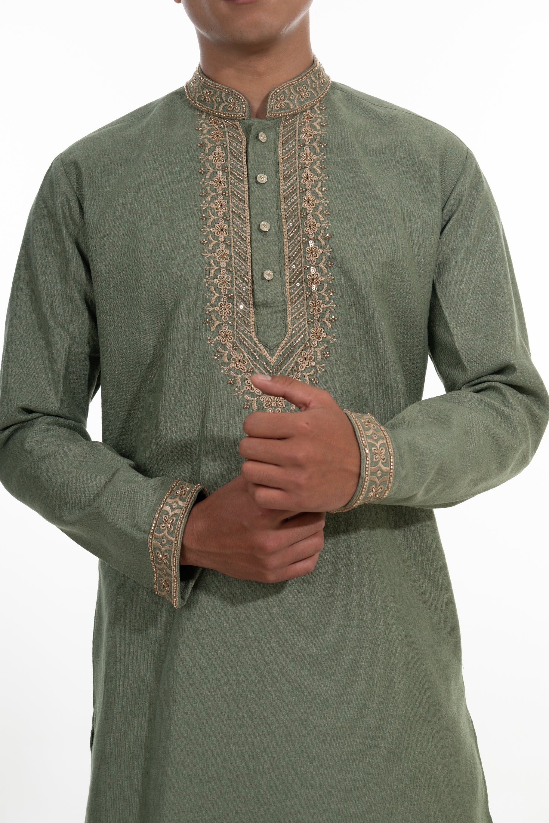 Sage Green Embroidered Kurta Set