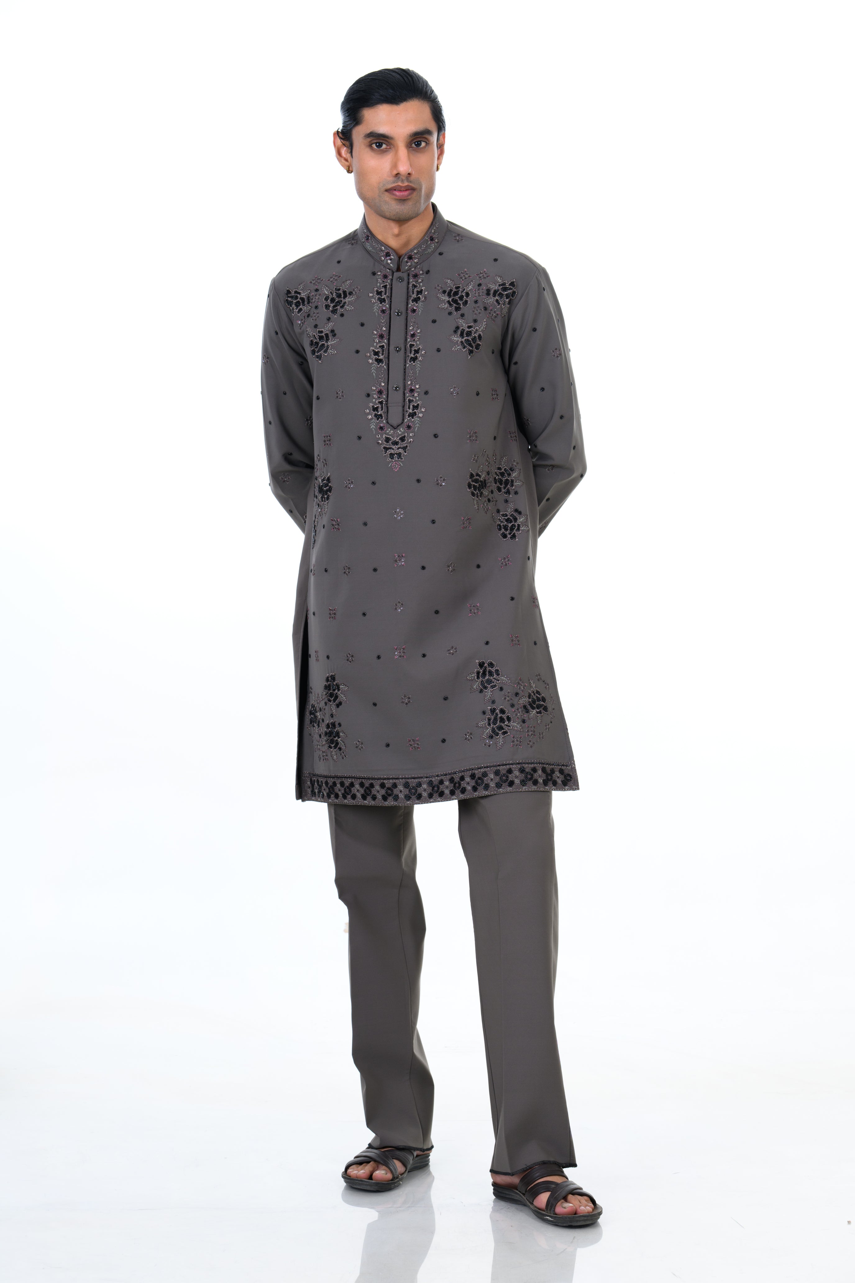 Charcoal Noir Embroidered Kurta Set