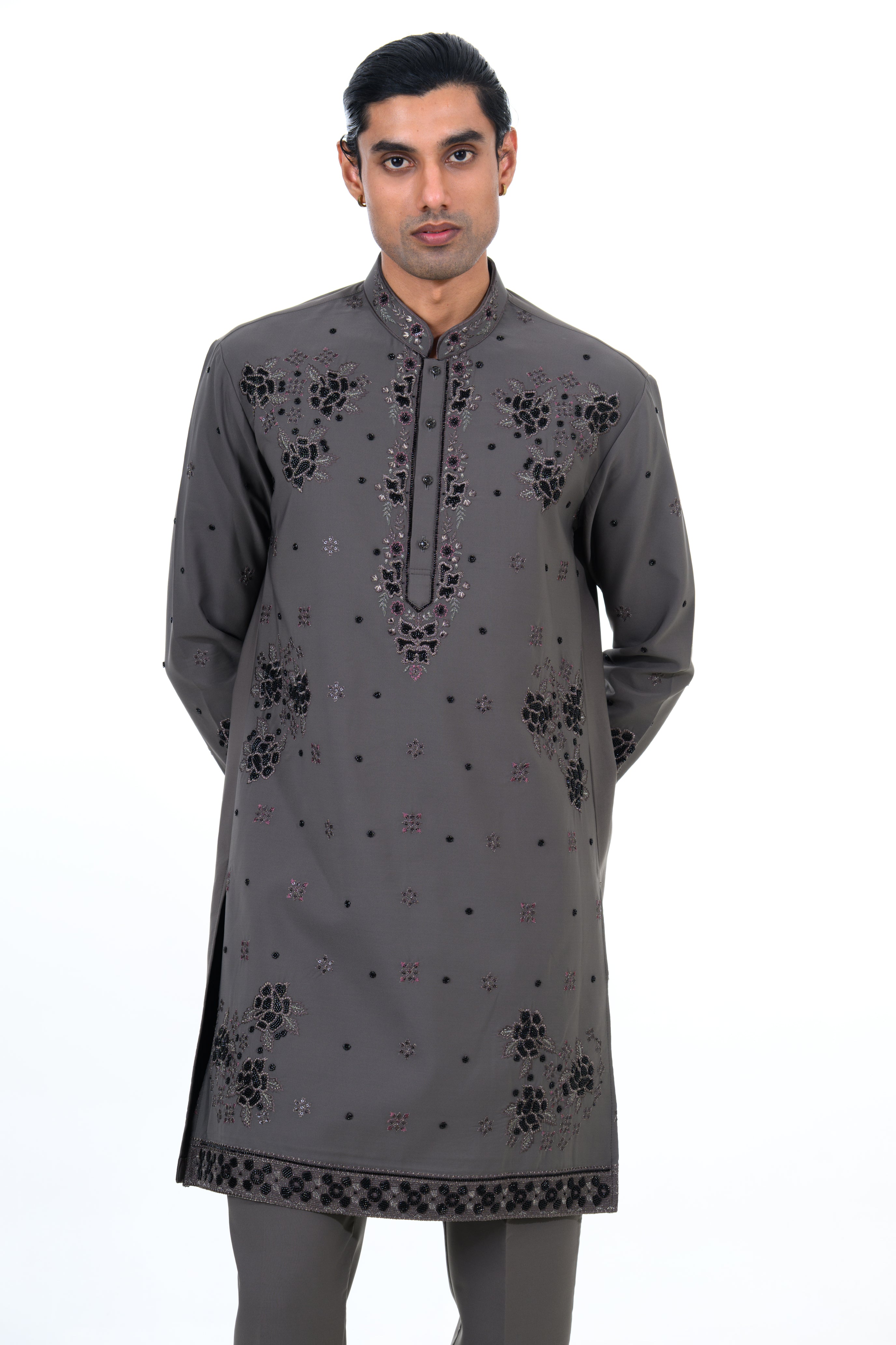 Charcoal Noir Embroidered Kurta Set