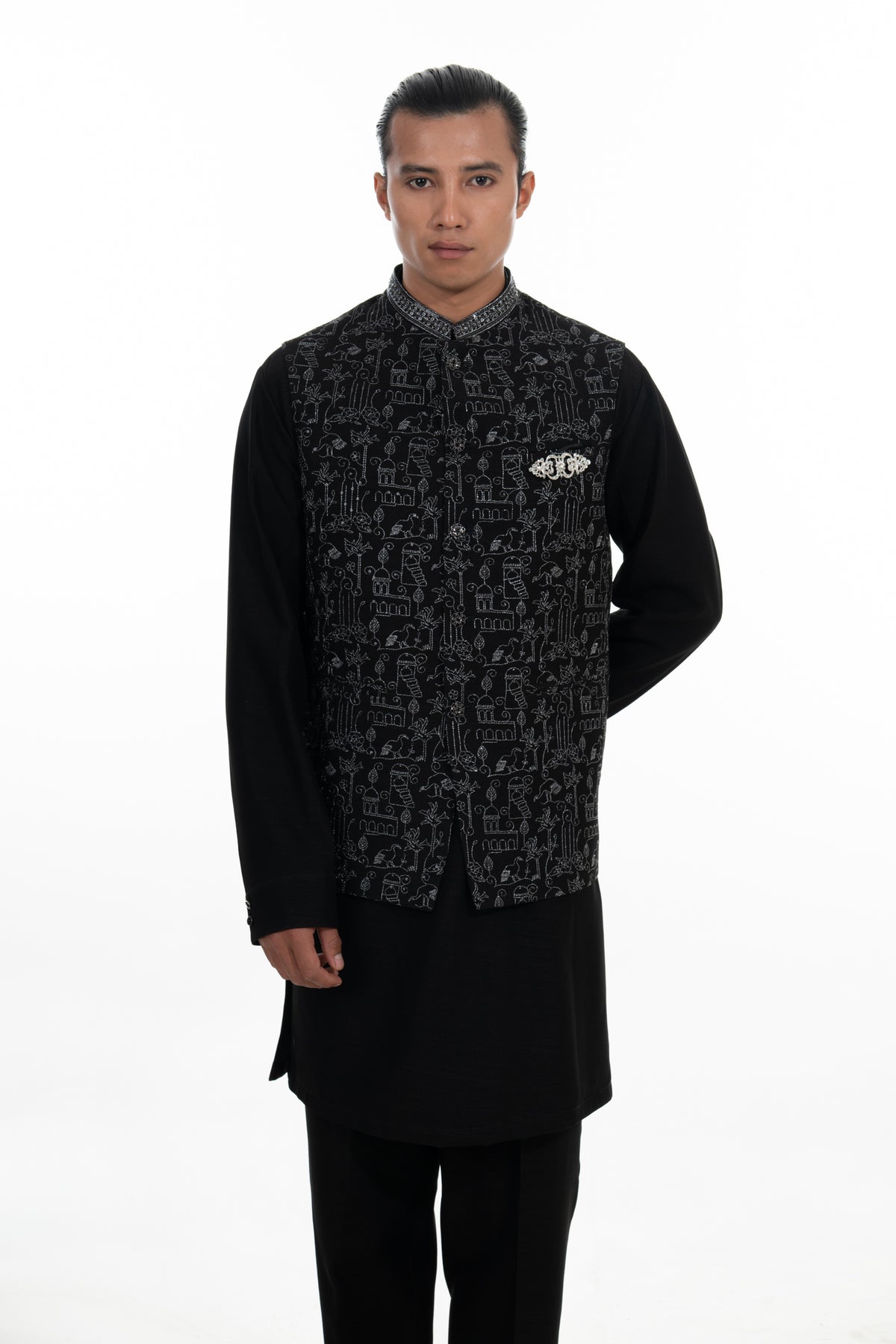 Midnight Heritage Kurta Jacket Set