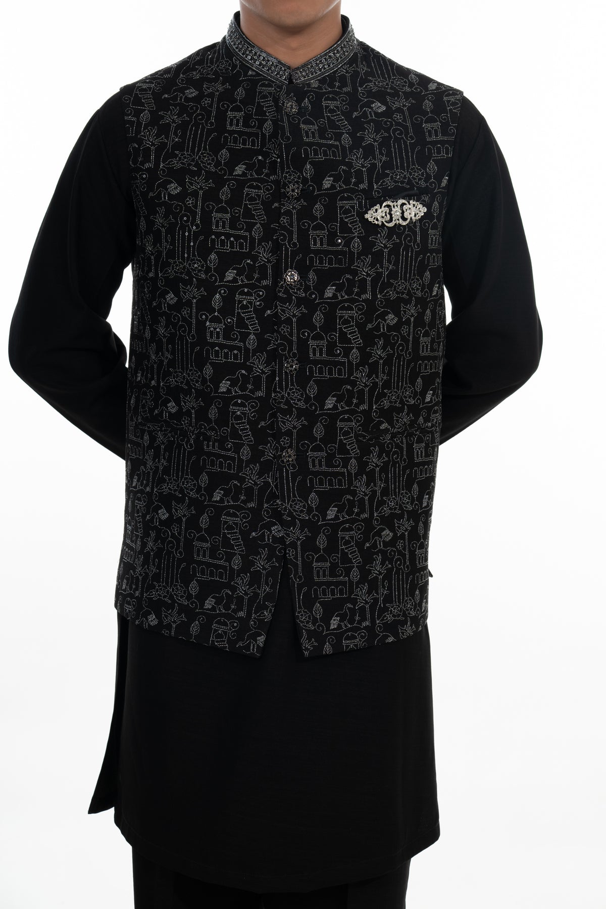 Midnight Heritage Kurta Jacket Set