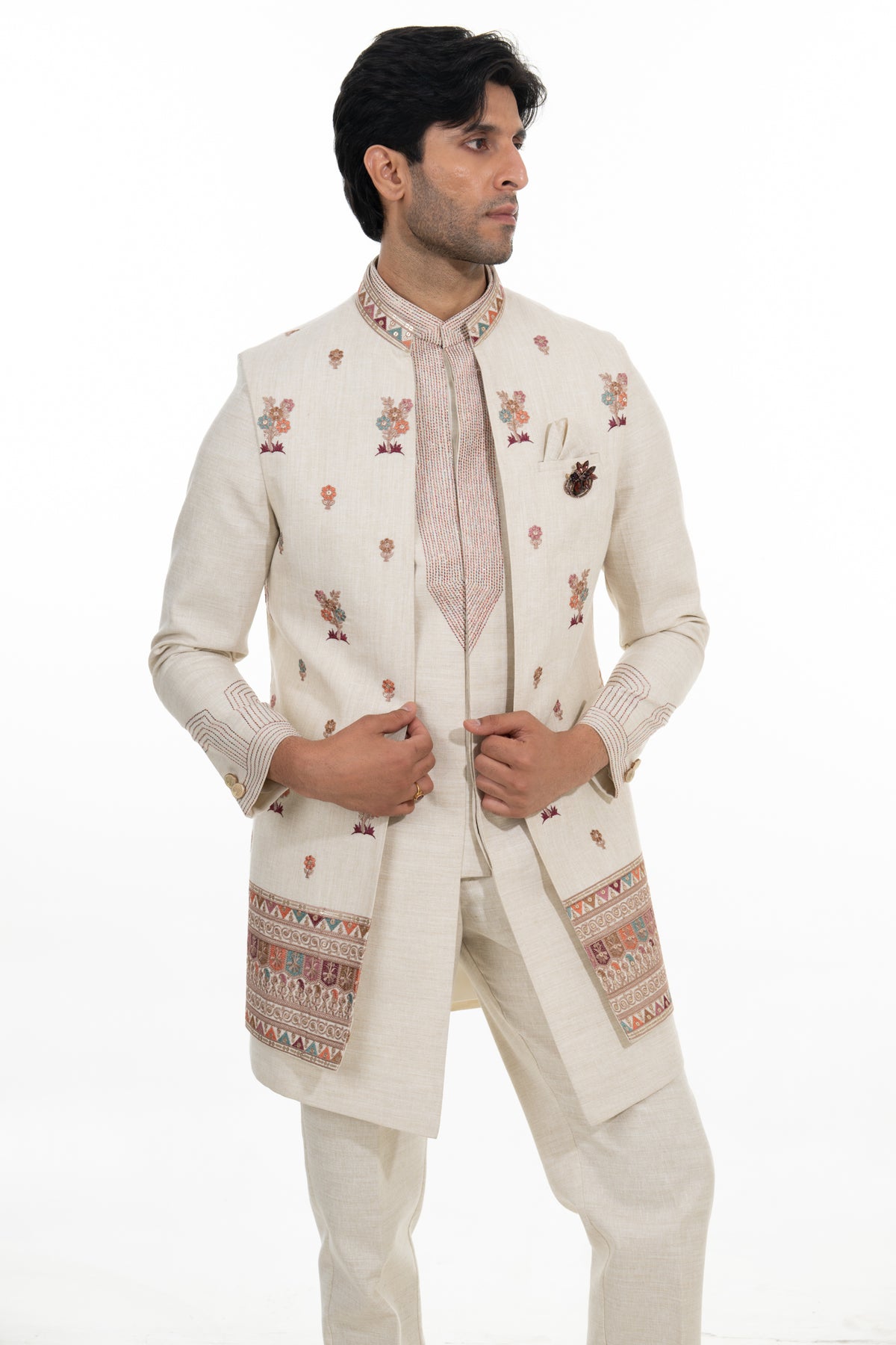 Ivory Heritage Embroidered Indo Western Set