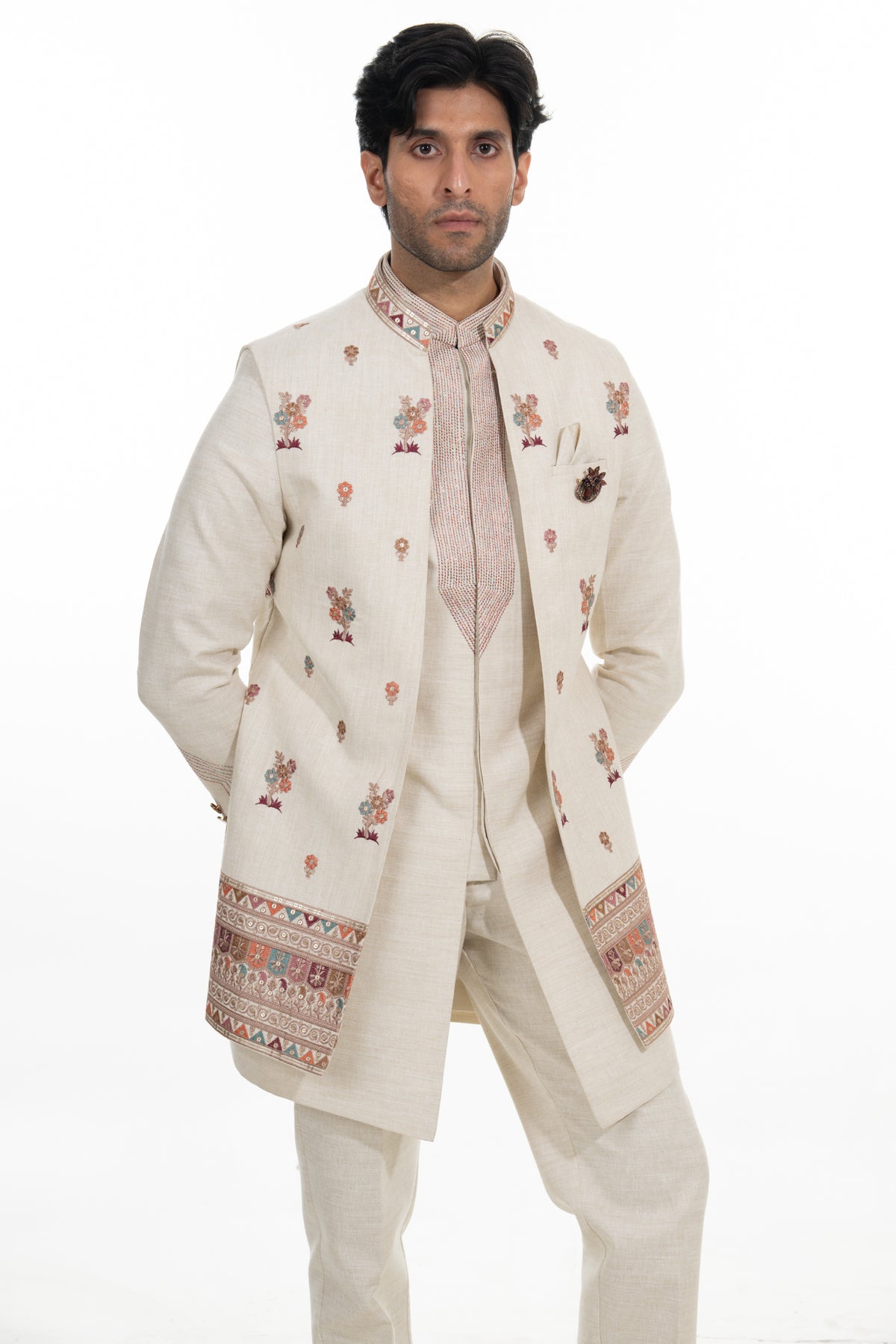 Ivory Heritage Embroidered Indo Western Set