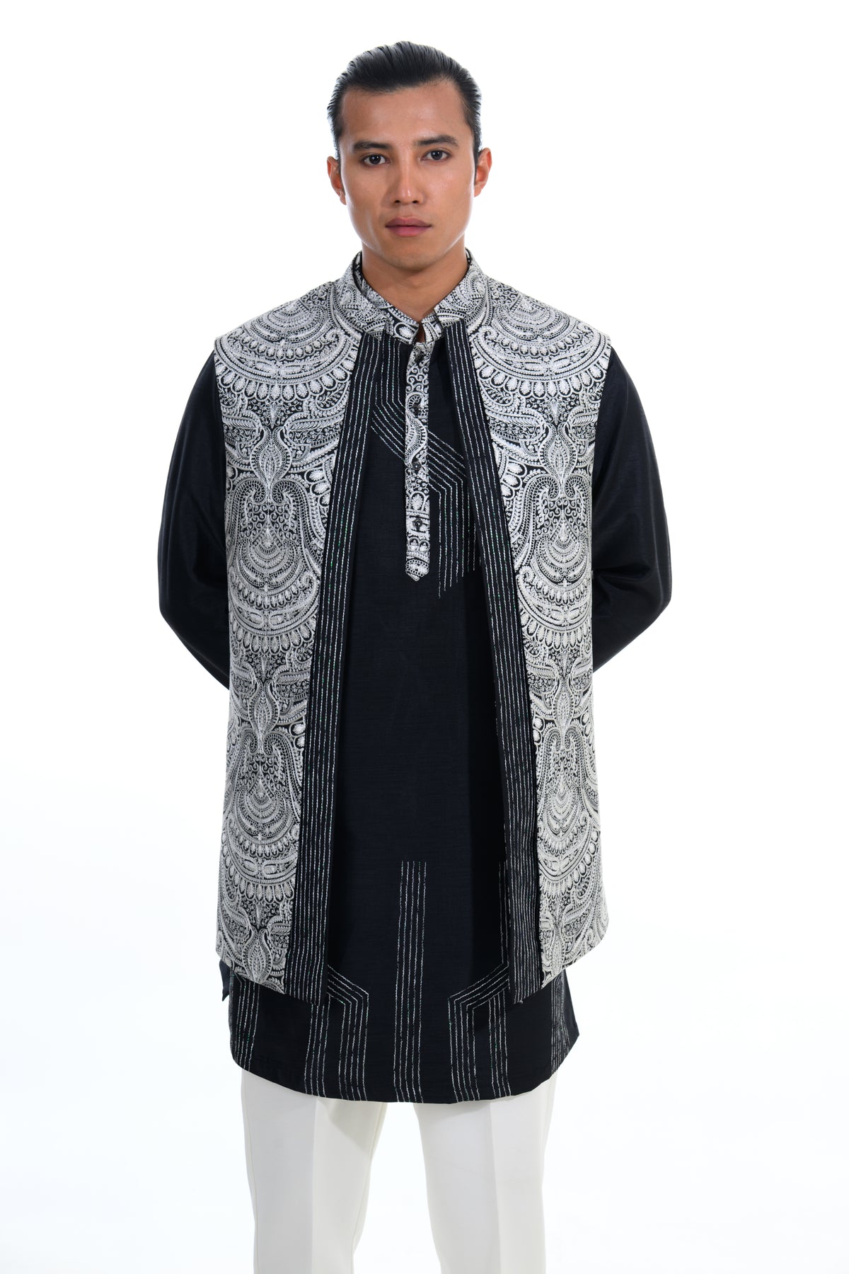 Monochrome Embroidered Indo Western Set