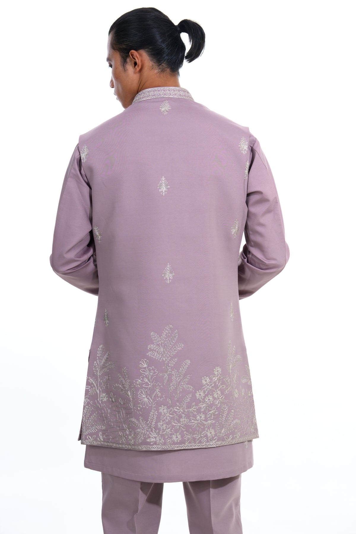 Falsa -Dust Rose Botanical Embroidered Indo-Western Jacket Set?
