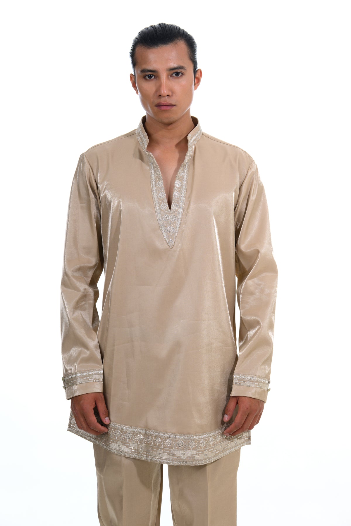 Fawn Botanical Embroidered Indo Western Set