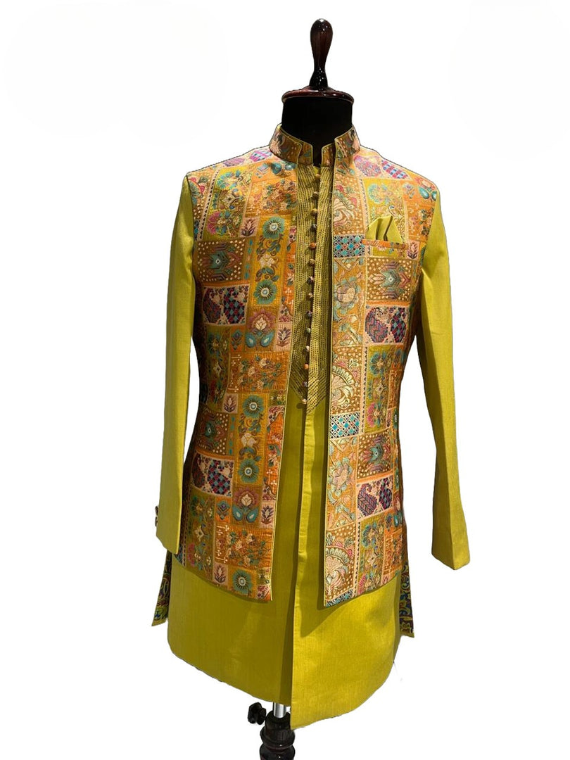Golden Shrug Kurta Set