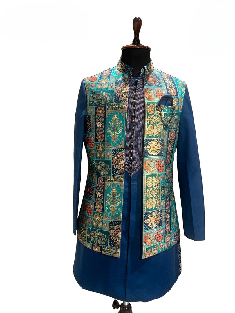 Blue Shrug Kurta Set