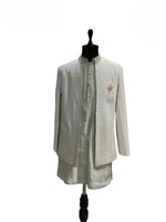 Load image into Gallery viewer, Cream Textured Shrug Kurta Set