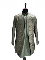 Load image into Gallery viewer, Green Shrug Kurta Set