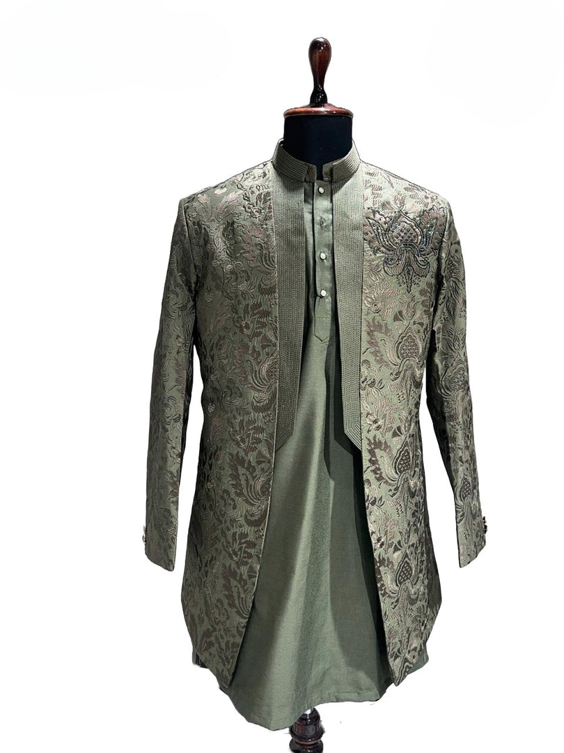 Green Shrug Kurta Set