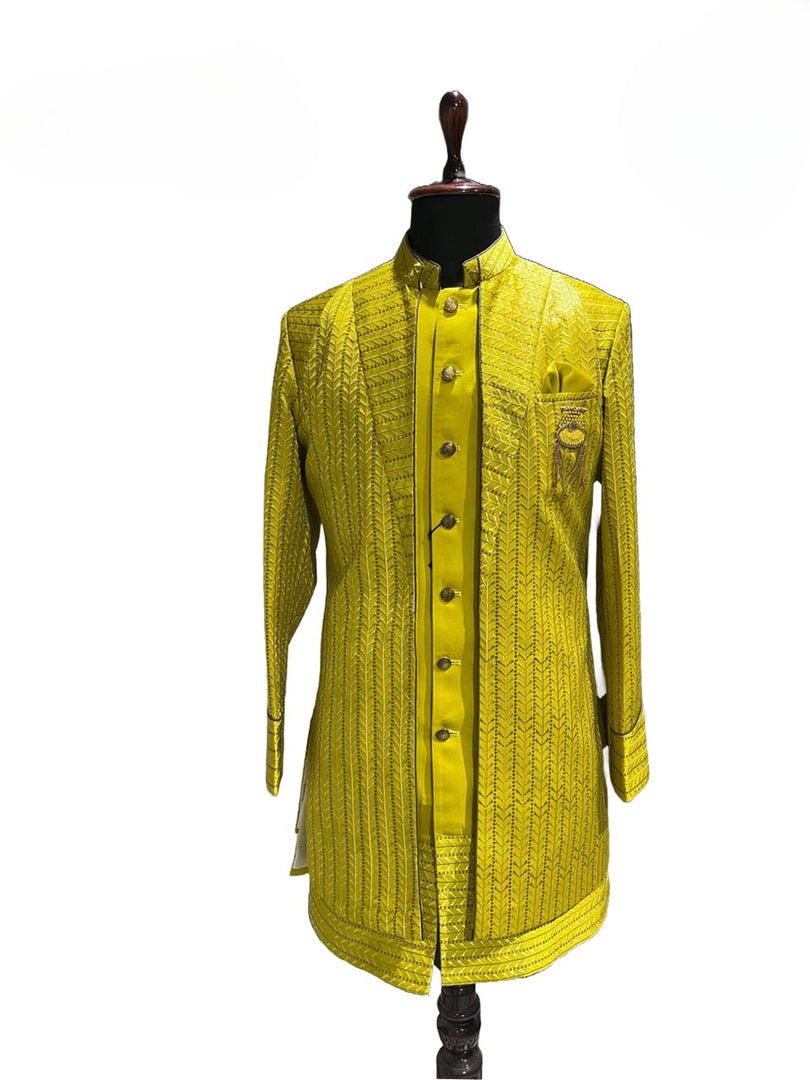 Gold Embroidered Shrug Kurta Set