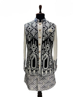 Load image into Gallery viewer, Blue / White Embroidered Shrug Kurta Set