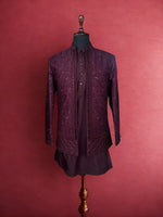 Load image into Gallery viewer, Wine Embroidered Shrug Kurta Set