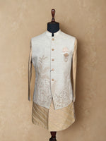 Load image into Gallery viewer, Gold  Embroidered Shrug Kurta Set