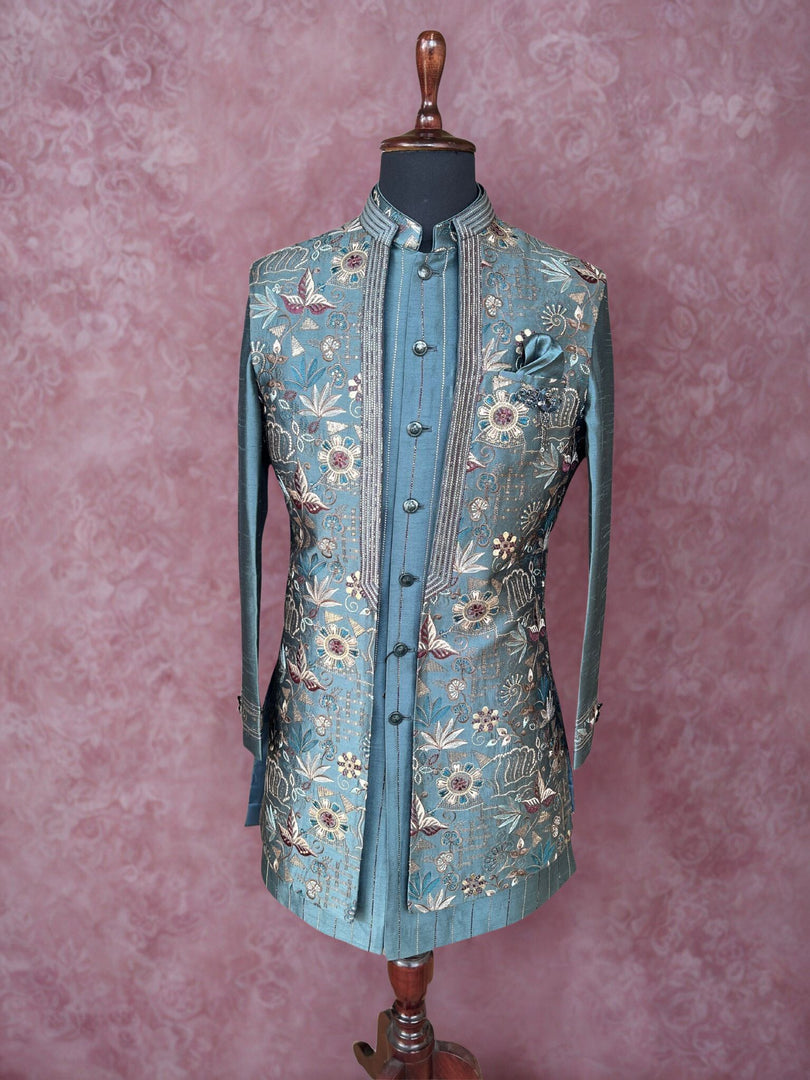 Ferozi Embroidered Shrug Kurta Set