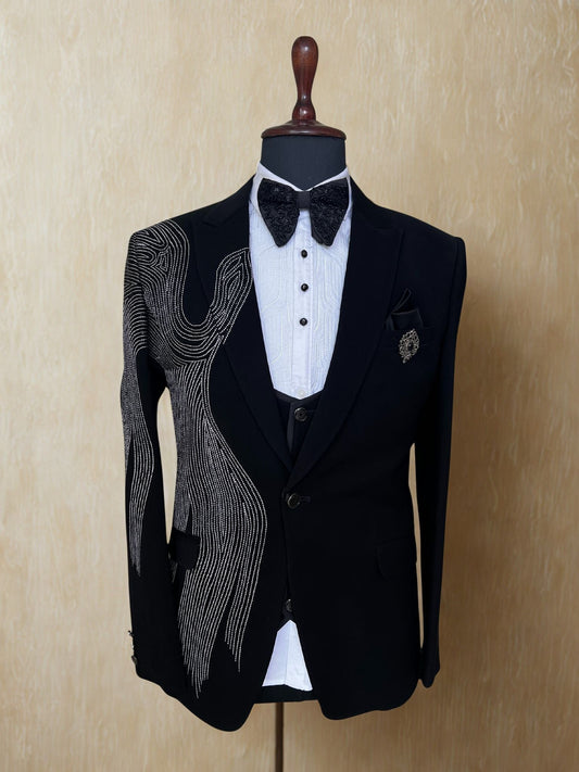 Black Embellished Five Piece Suit