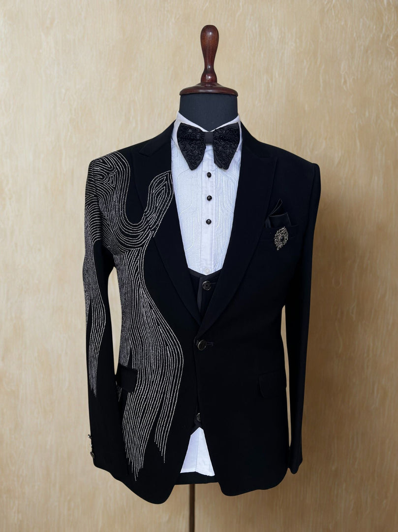 Black Embellished Five Piece Suit