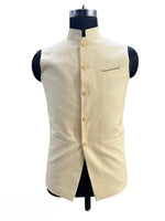 Load image into Gallery viewer, Men’s Classic Lemon Linen Nehru Waistcoat
