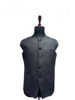 Load image into Gallery viewer, Black Mandarin Collar Nehru Waistcoat
