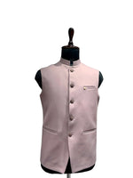 Load image into Gallery viewer, Men’s Peach Nehru Waistcoat with Metallic Accents

