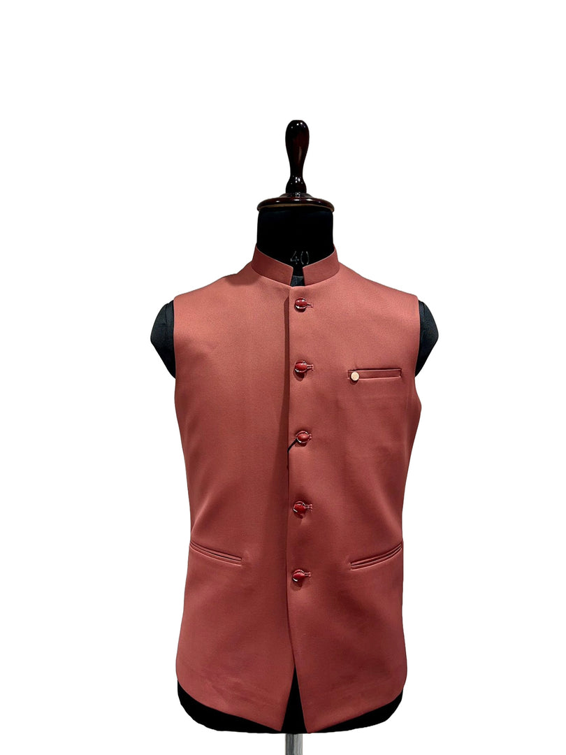 Men’s Gazri Nehru Waistcoat with Gloss Finish Buttons