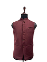 Load image into Gallery viewer, Men’s Classic Mehroon Satin Nehru Waistcoat with Sleek Detailing
