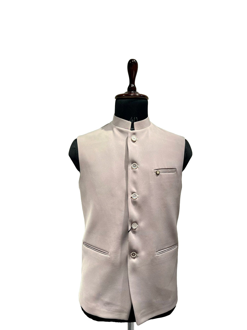 Men’s Elegant Grey Nehru Waistcoat with Sleek Finish