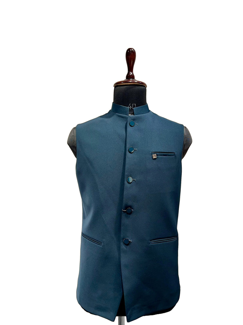 Green Nehru Waistcoat for Men – Refined Festive Charm