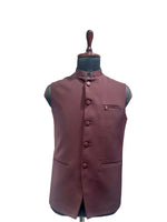 Load image into Gallery viewer, Wine Textured Nehru Waistcoat – Sophistication in Every Stitch
