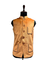 Load image into Gallery viewer, Orange Suede Nehru Waistcoat – Heritage with a Modern Edge
