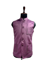 Load image into Gallery viewer, Purple Suede Nehru Waistcoat – Bold, Regal, Refined
