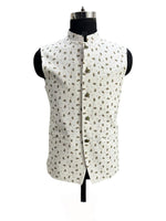 Load image into Gallery viewer, Mehandi Printed Nehru Waistcoat – Sophisticated Charm with a Festive Twist
