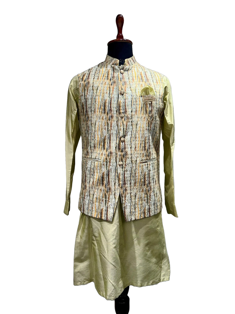 Pista Waistcoat Set with Abstract Textured Waistcoat Set & Brooch