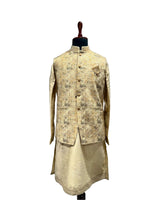 Load image into Gallery viewer, Ivory Textured Waistcoat Set with Subtle Floral Waistcoat Set
