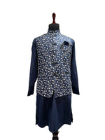 Load image into Gallery viewer, Blue Floral Embroidered Waistcoat Set