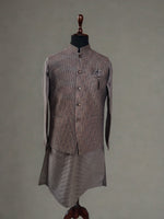 Load image into Gallery viewer, ?Grey Textured Waistcoat Kurta Set