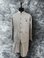 Load image into Gallery viewer, Grey Textured Waistcoat Kurta Set