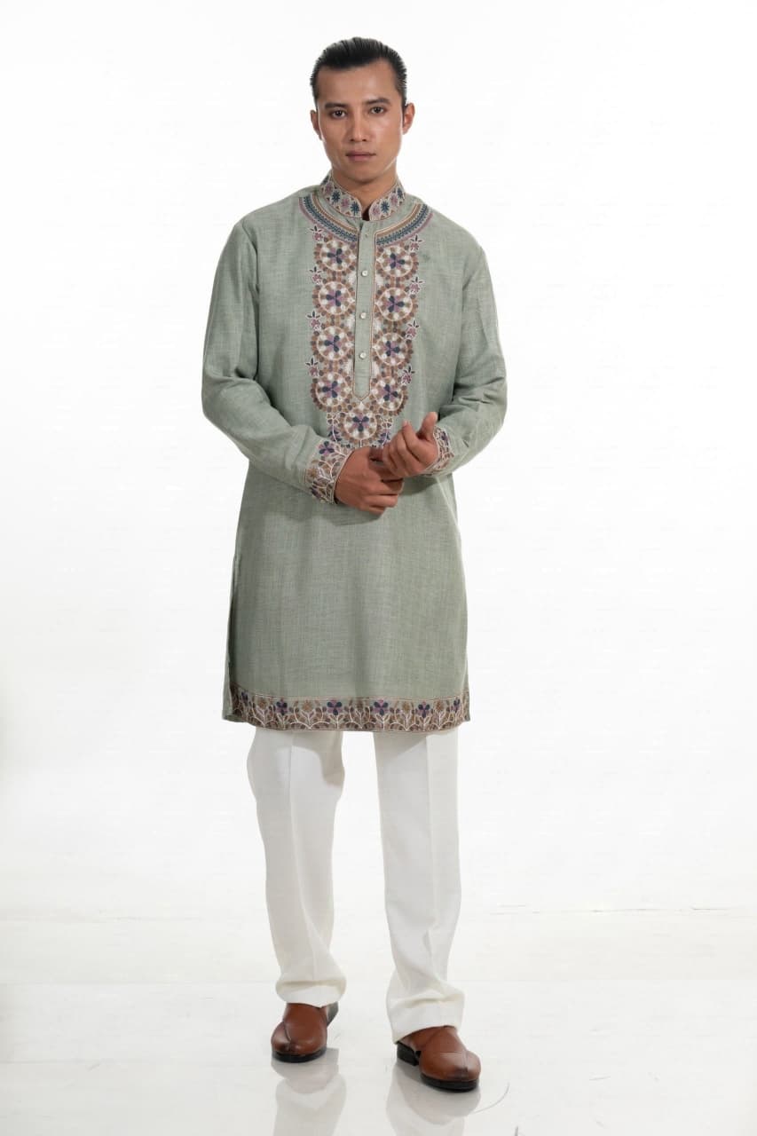 Sage Heritage Embroidered Kurta Set