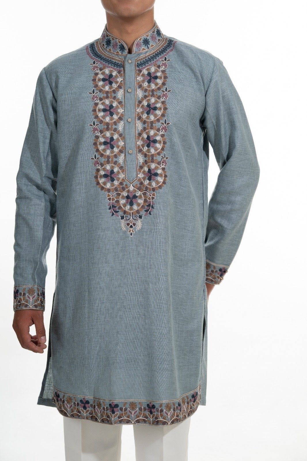 Powder Blue Heritage Embroidered Kurta Set