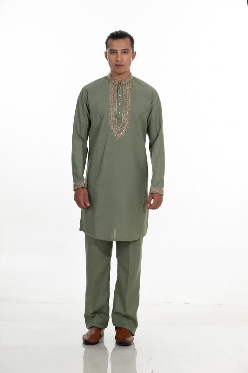Sage Green Embroidered Kurta Set