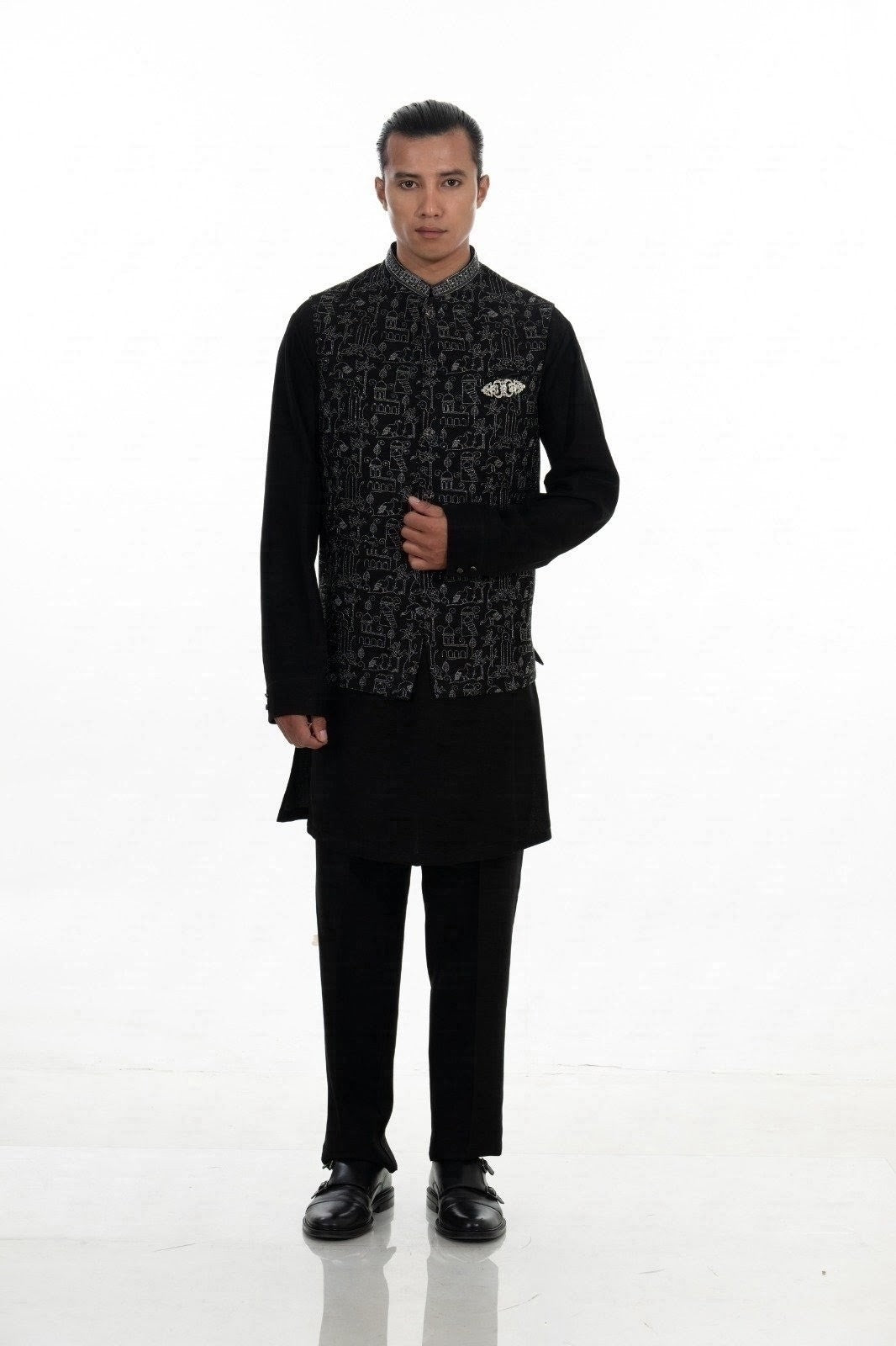 Midnight Heritage Kurta Jacket Set