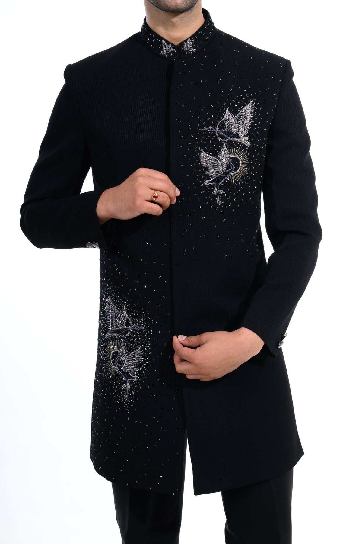 Midnight Black Embellished Indo Western Set
