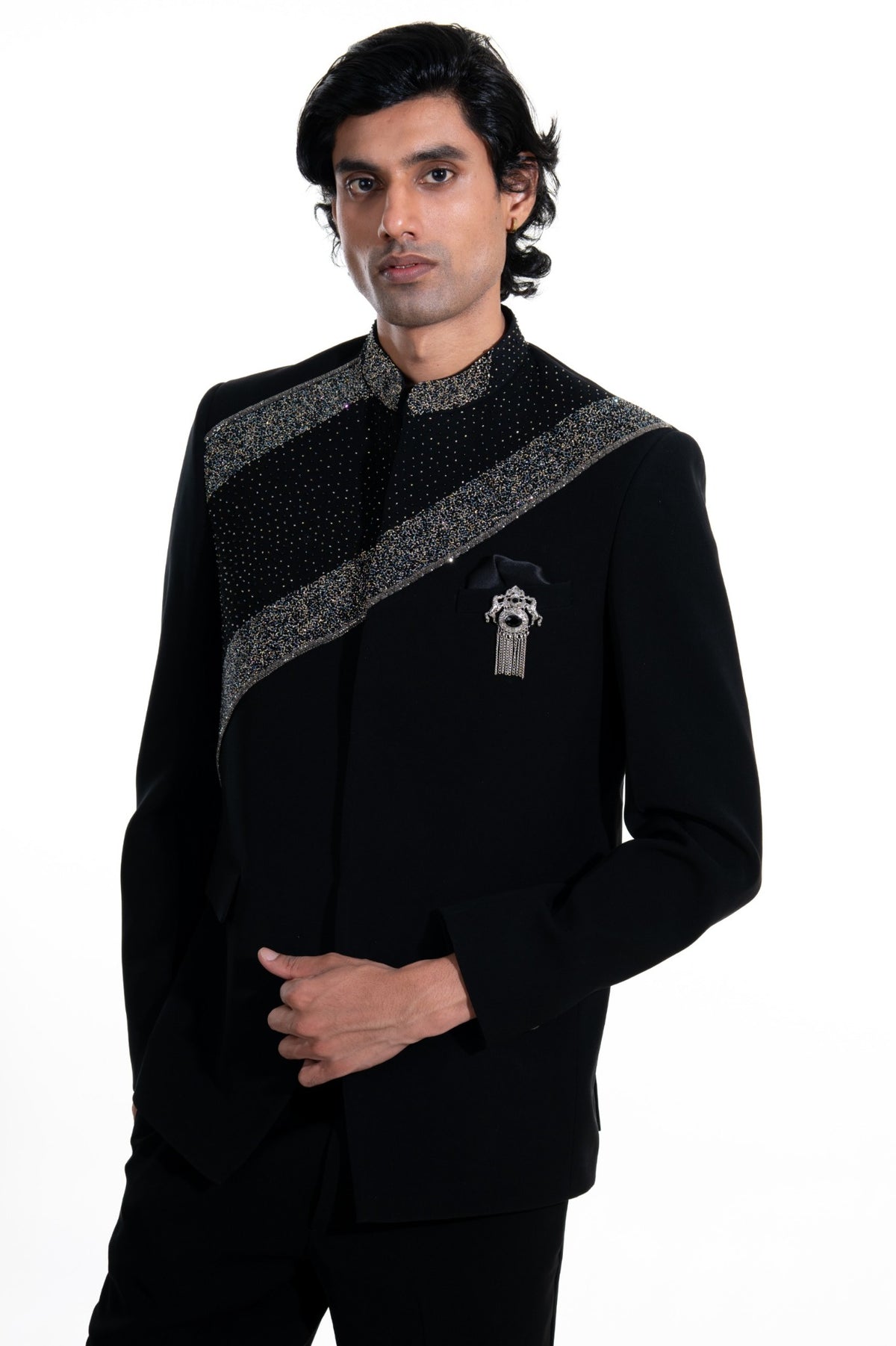 Midnight Noir Embellished Bandhgala