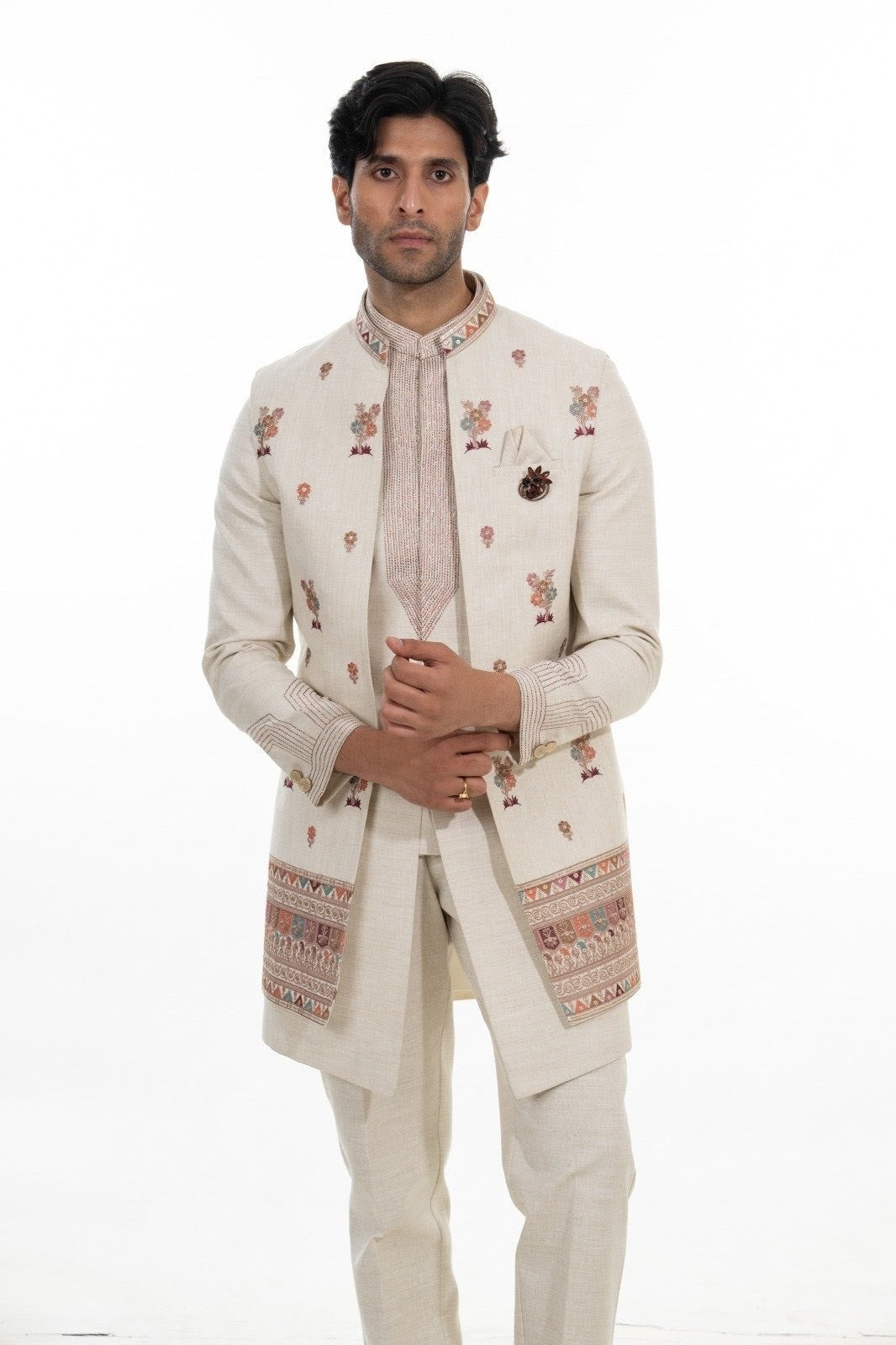 Ivory Heritage Embroidered Indo Western Set